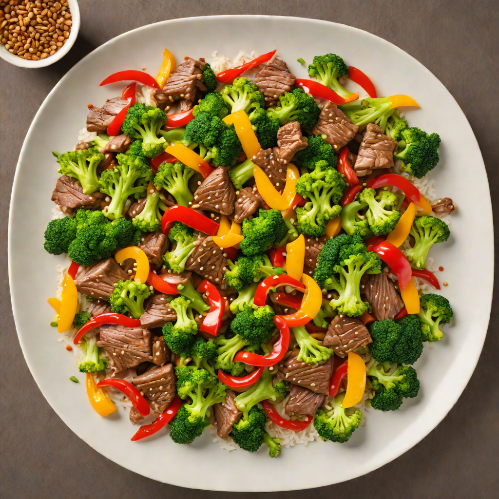 Beef Stir-Fry with Broccoli and Bell Peppers in Ginger-Tamari Sauce