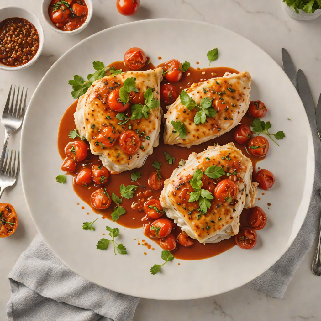 Pan-Seared Chicken with Roasted Tomato and Garlic Sauce