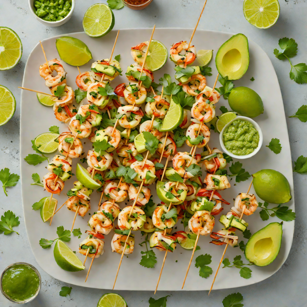 Grilled Lime-Cilantro Shrimp Skewers with Avocado Salsa