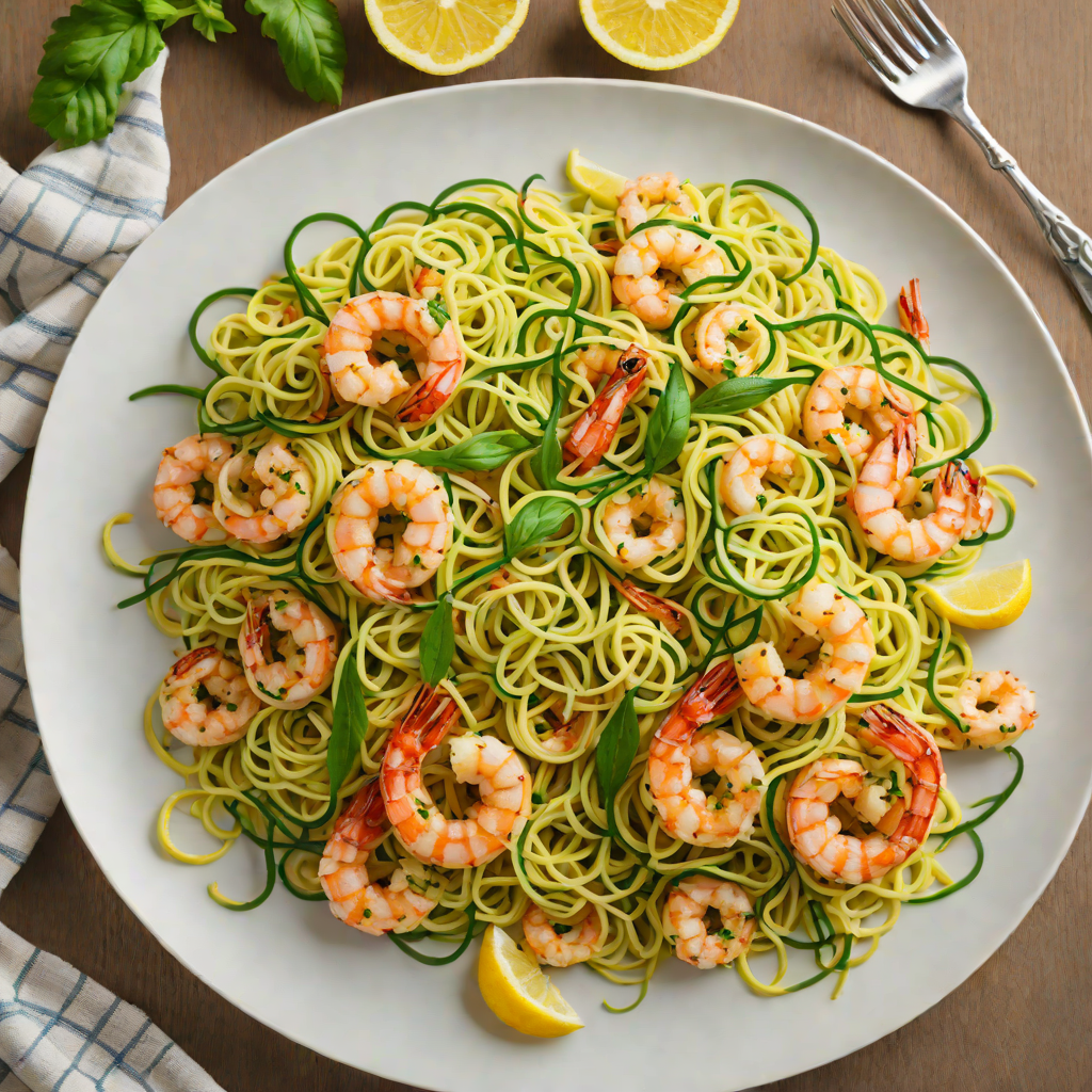Sautéed Zucchini Noodles with Lemon-Garlic Shrimp