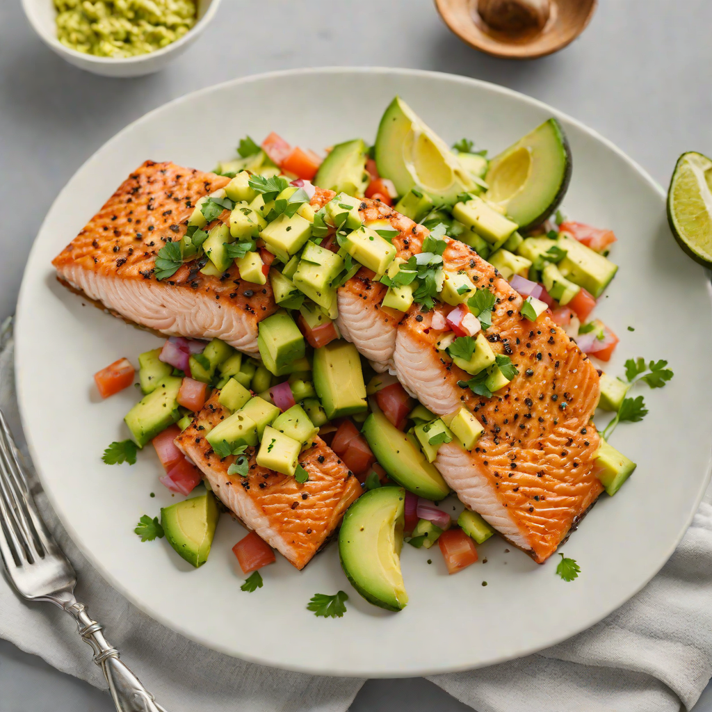 Garlic Butter Pan-Seared Salmon with Avocado Salsa