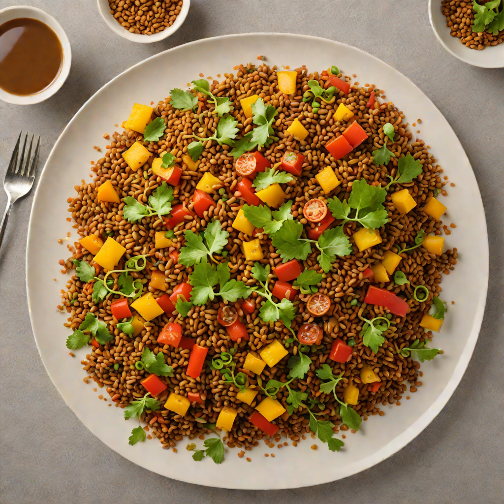Injera-Crusted Vegetable Stir-Fry with Spiced Lentils