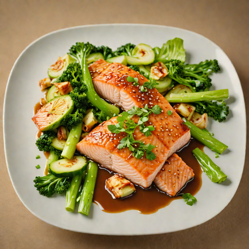 Seared Ginger-Soy Salmon with Steamed Bok Choy