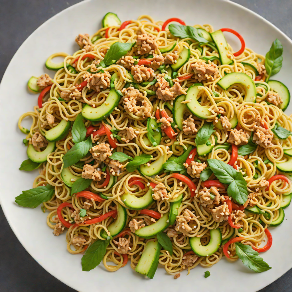 Zucchini Noodle Stir-Fry with Ground Turkey and Cashew Sauce