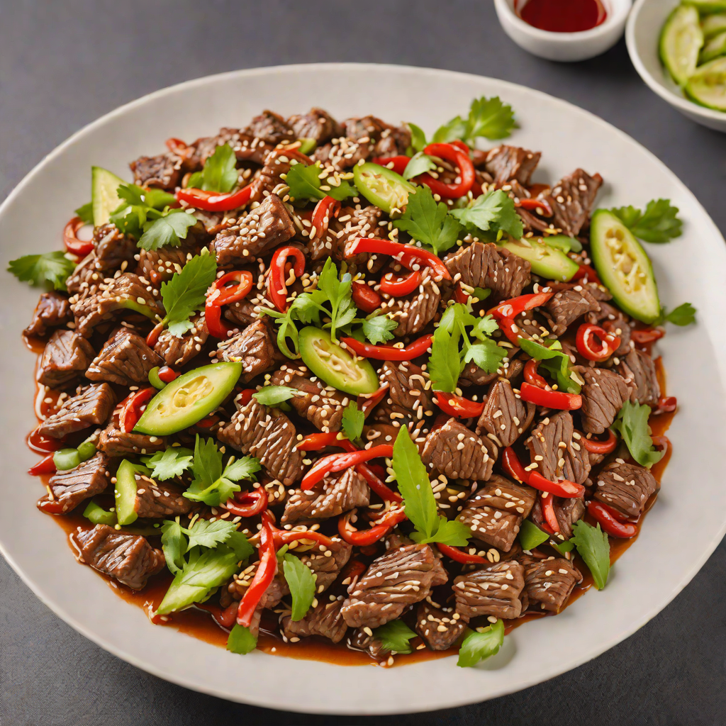Stir-Fried Sliced Beef with Chili and Garlic in Hunan Style