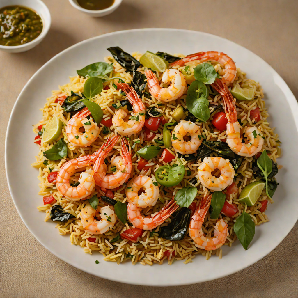 Sautéed Garlic Shrimp with Roasted Poblano and Tomato Rice