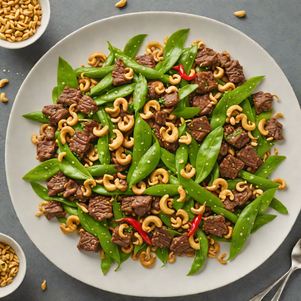 Stir-Fried Beef with Ginger, Snow Peas, and Cashews