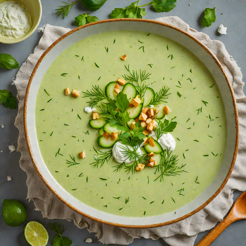 Cold Sour Cucumber and Yogurt Soup with Dill