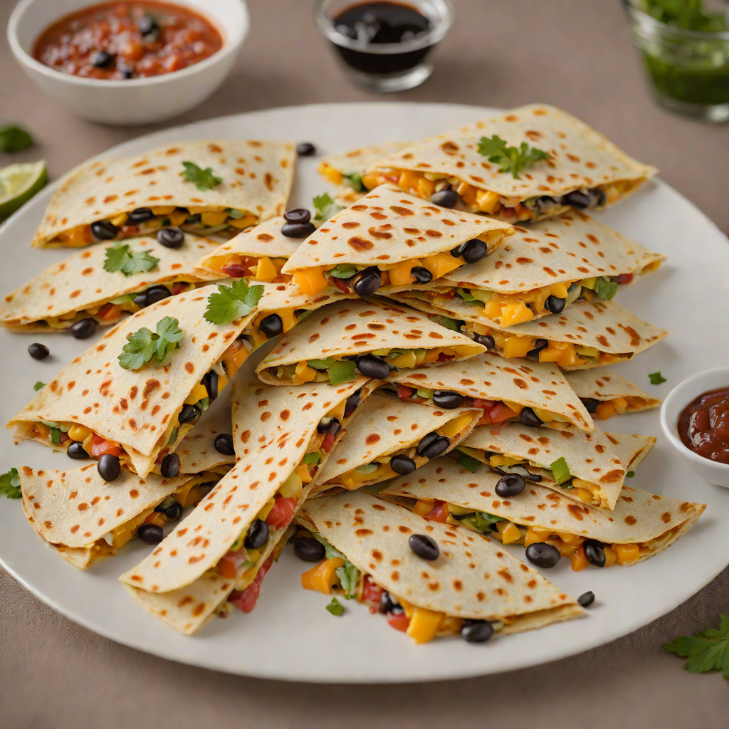 Vegetable-Loaded Mini Quesadillas with Cheddar and Black Beans