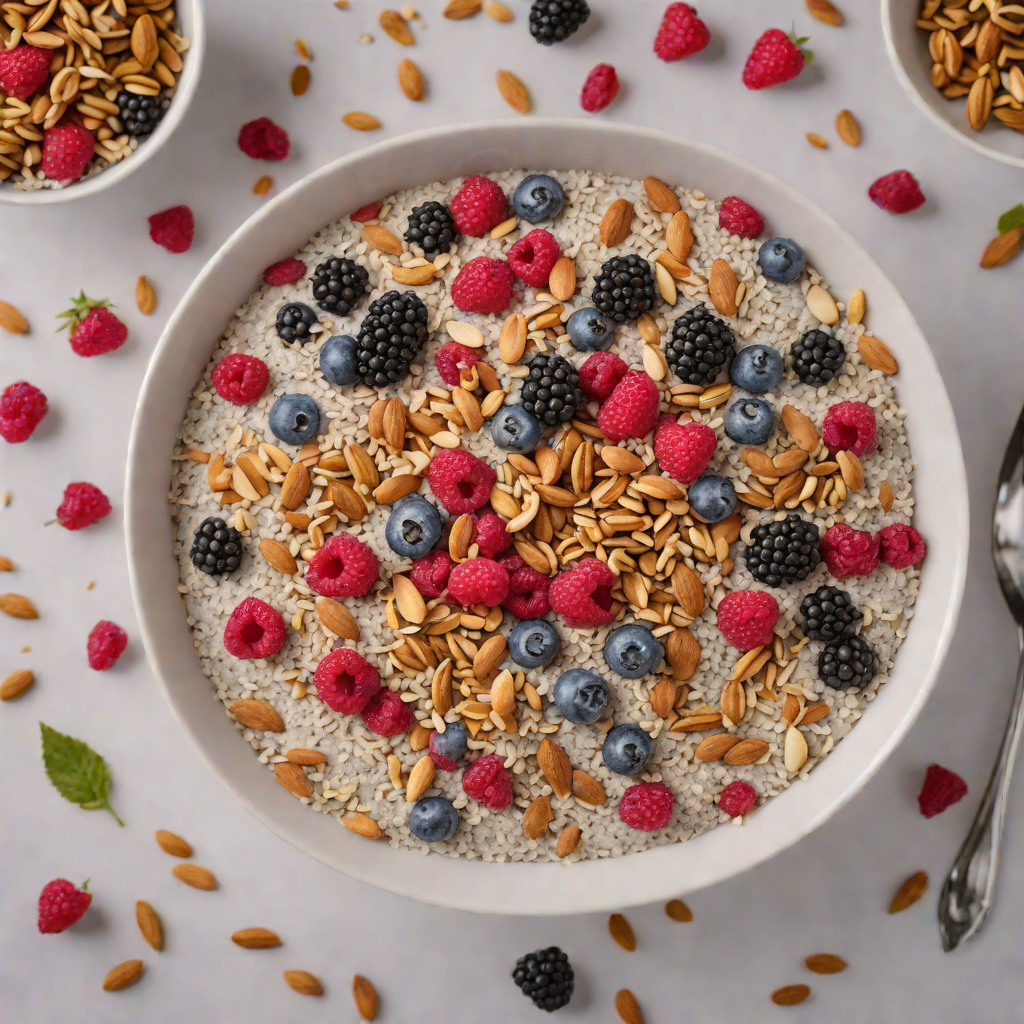 No-Bake Chia Seed Pudding with Mixed Berries and Toasted Almonds
