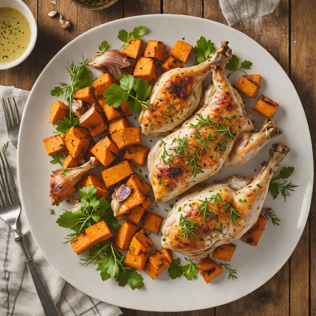 Oven-Roasted Herb Chicken with Garlic and Sweet Potatoes