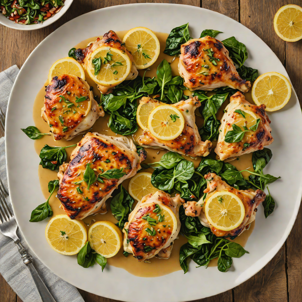 Seared Lemon-Garlic Chicken Thighs with Wilted Spinach