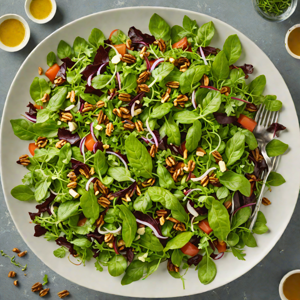 Herb-Infused Bitter Greens Salad with Walnut Dressing