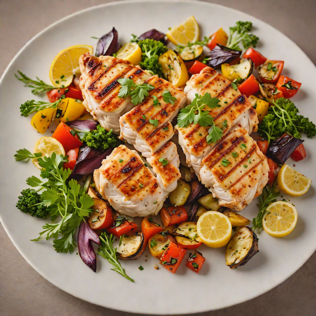 Grilled Lemon-Garlic Chicken with Roasted Vegetable Medley