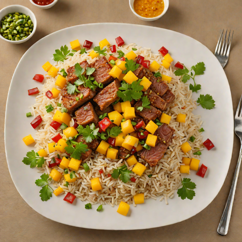 Pan-Fried Bagoong Rice with Crispy Pork and Mango Salsa
