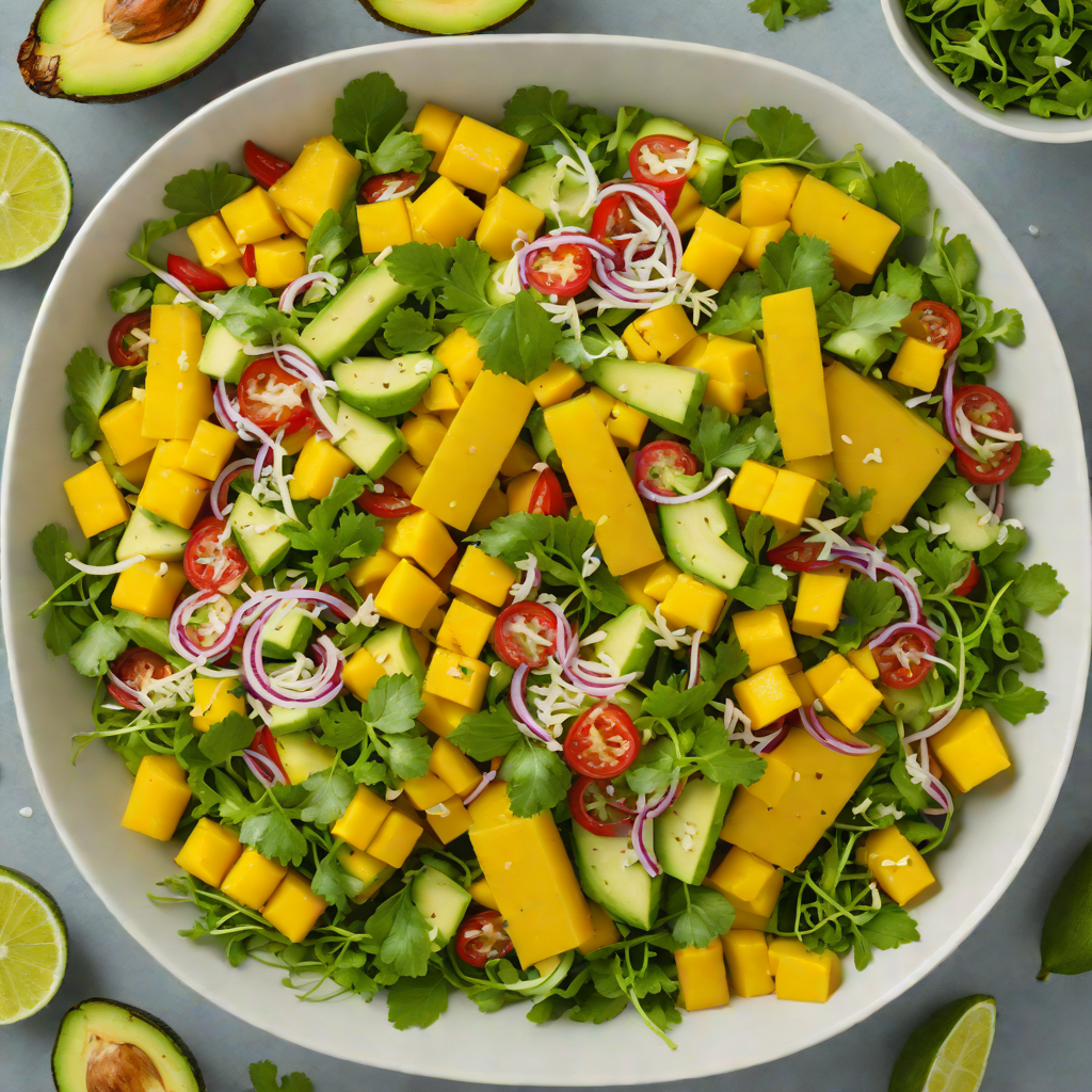 Dominican-Inspired Mango and Avocado Salad with Cilantro-Lime Dressing