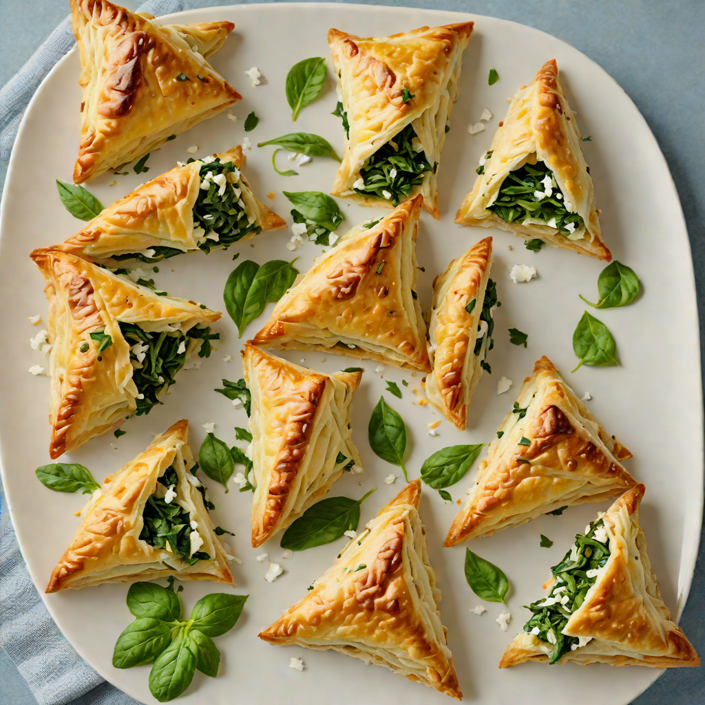 Spanakopita-Inspired Puff Pastry Triangles with Spinach and Feta