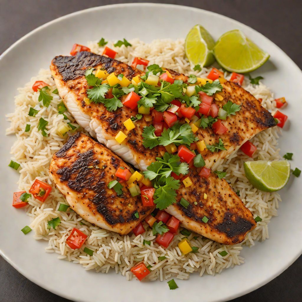 Pan-Seared Tilapia with Chimol Salsa and Rice