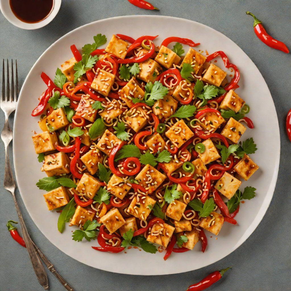 Spicy Hunan-Style Stir-Fried Tofu with Bell Peppers and Garlic