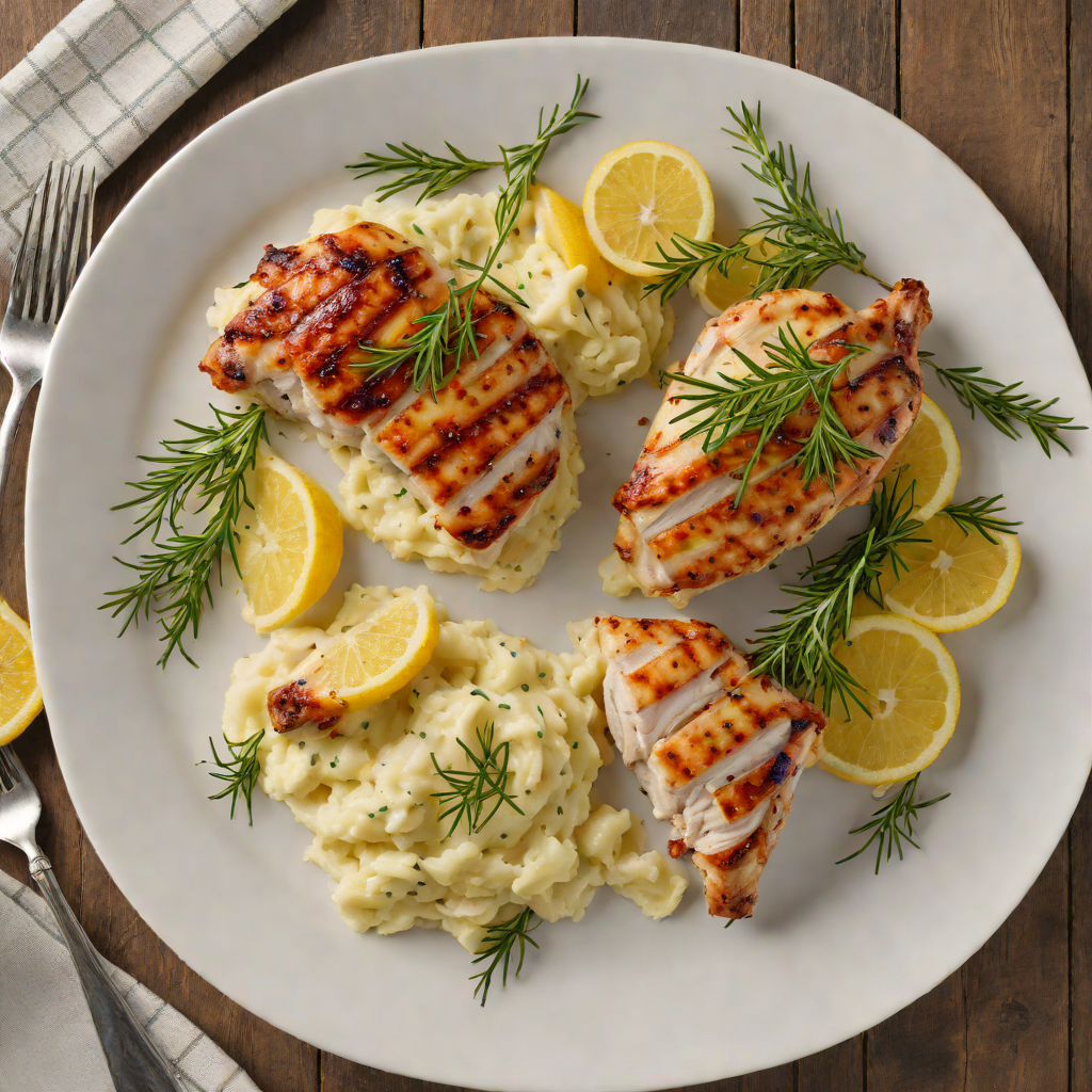 Lemon-Rosemary Grilled Chicken with Garlic Mashed Potatoes