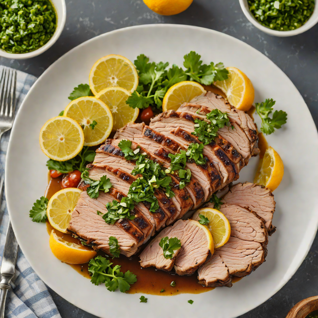 Grilled Citrus-Marinated Pork Shoulder with Garlic Chimichurri