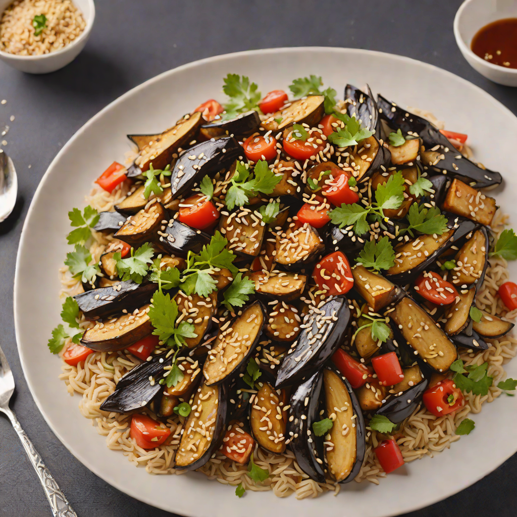 Eggplant Stir-Fry with Garlic Sesame Sauce