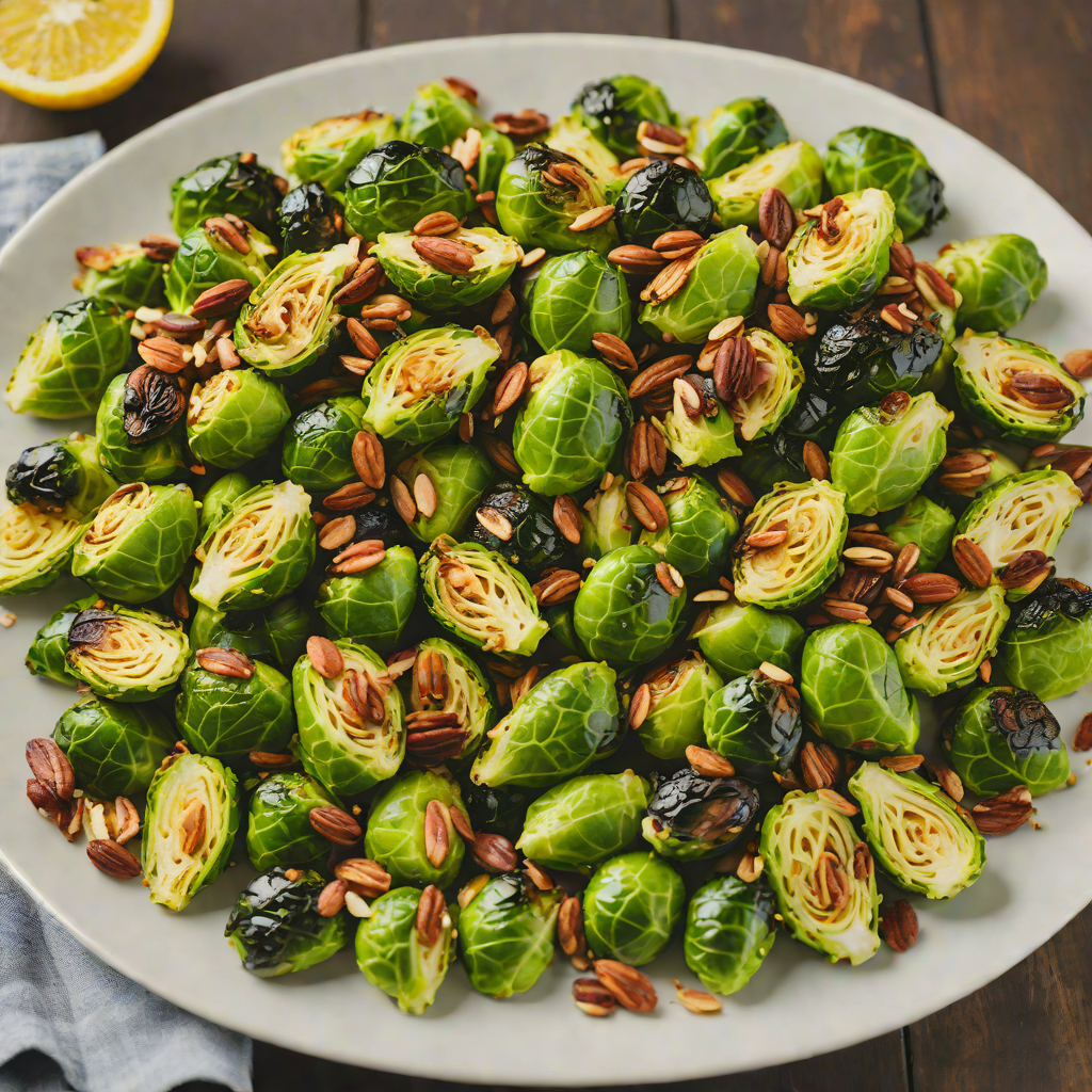 Lemon-Garlic Roasted Brussels Sprouts with Toasted Almonds
