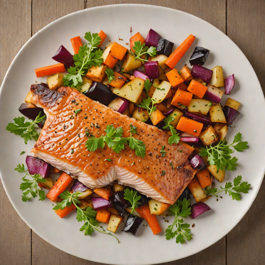 Pan-Seared Maple-Glazed Trout with Roasted Root Vegetables