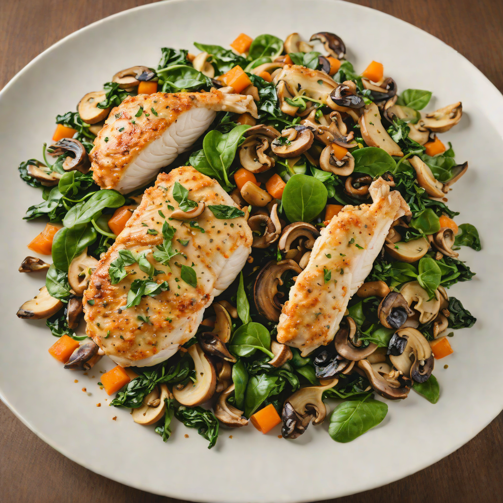 Sautéed Chicken with Local Mushroom and Spinach Medley