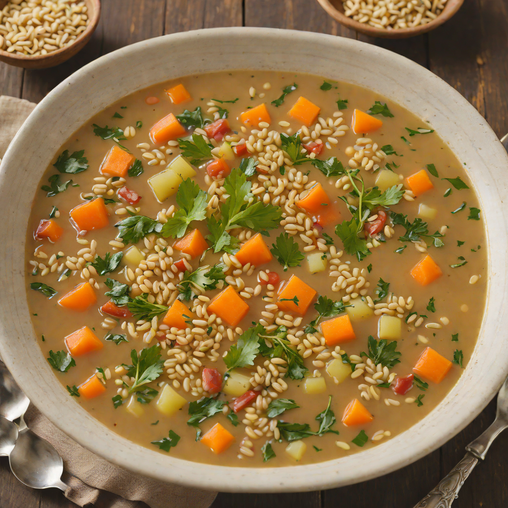 Wholesome Vegetable and Barley Soup with Herbs
