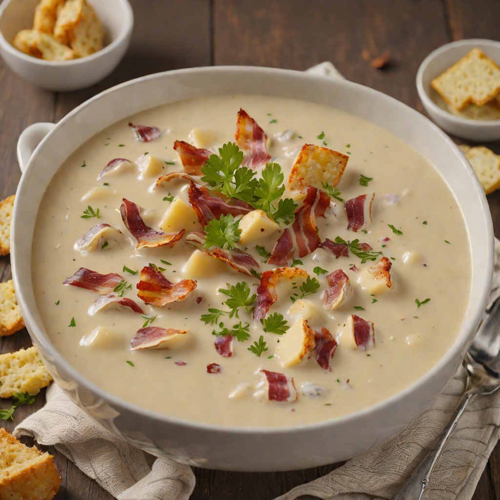 Hearty New England Clam Chowder with Smoked Bacon