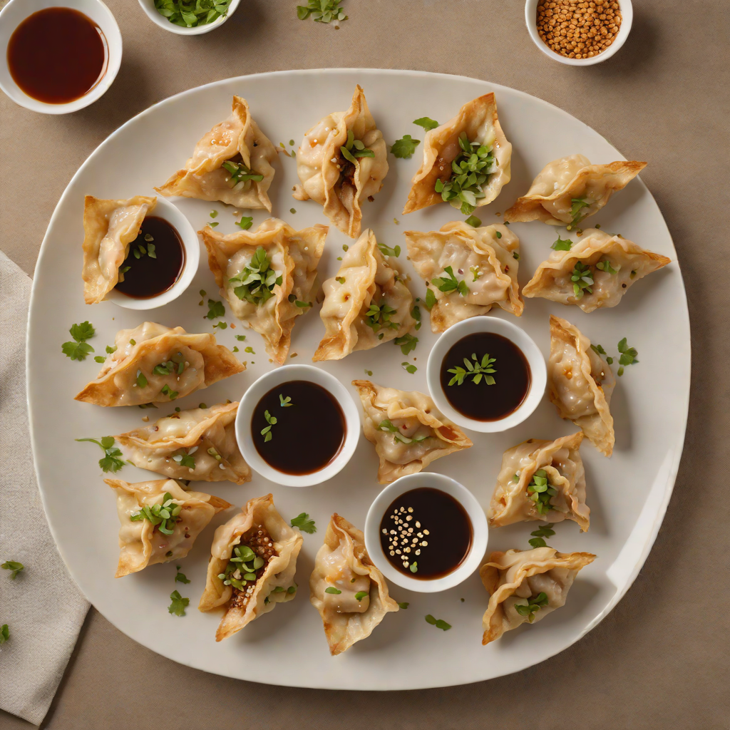 Pan-Fried Pork Dumplings with Ginger-Sesame Dipping Sauce