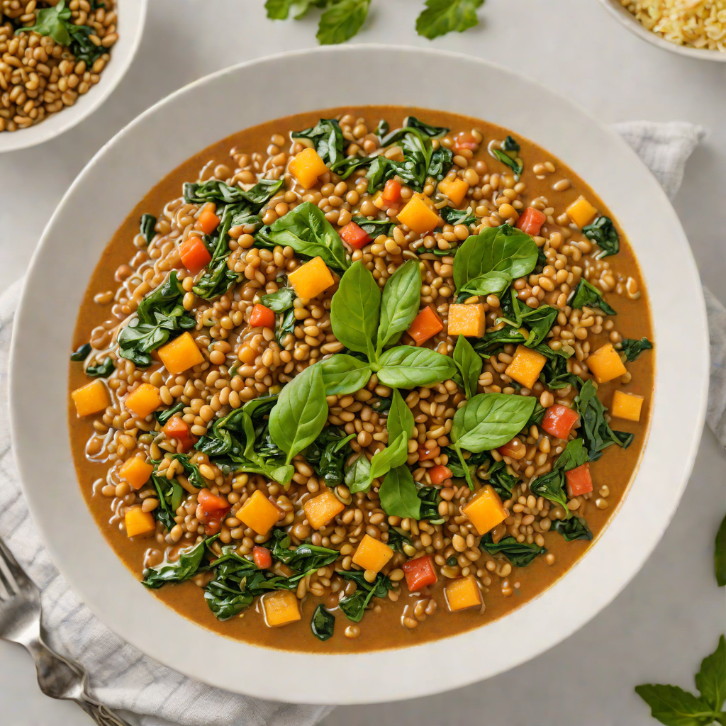 Four-Spice Vegan Lentil Stew with Coconut and Spinach