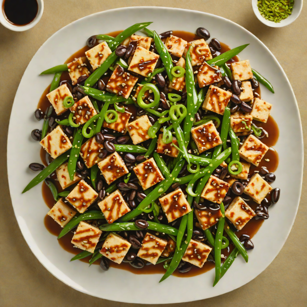 Stir-Fried Tofu with Black Bean Sauce and Garlic Scapes