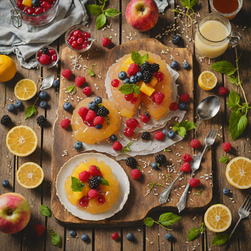 Summer Fruit Jelly with Sweetened Condensed Milk Drizzle