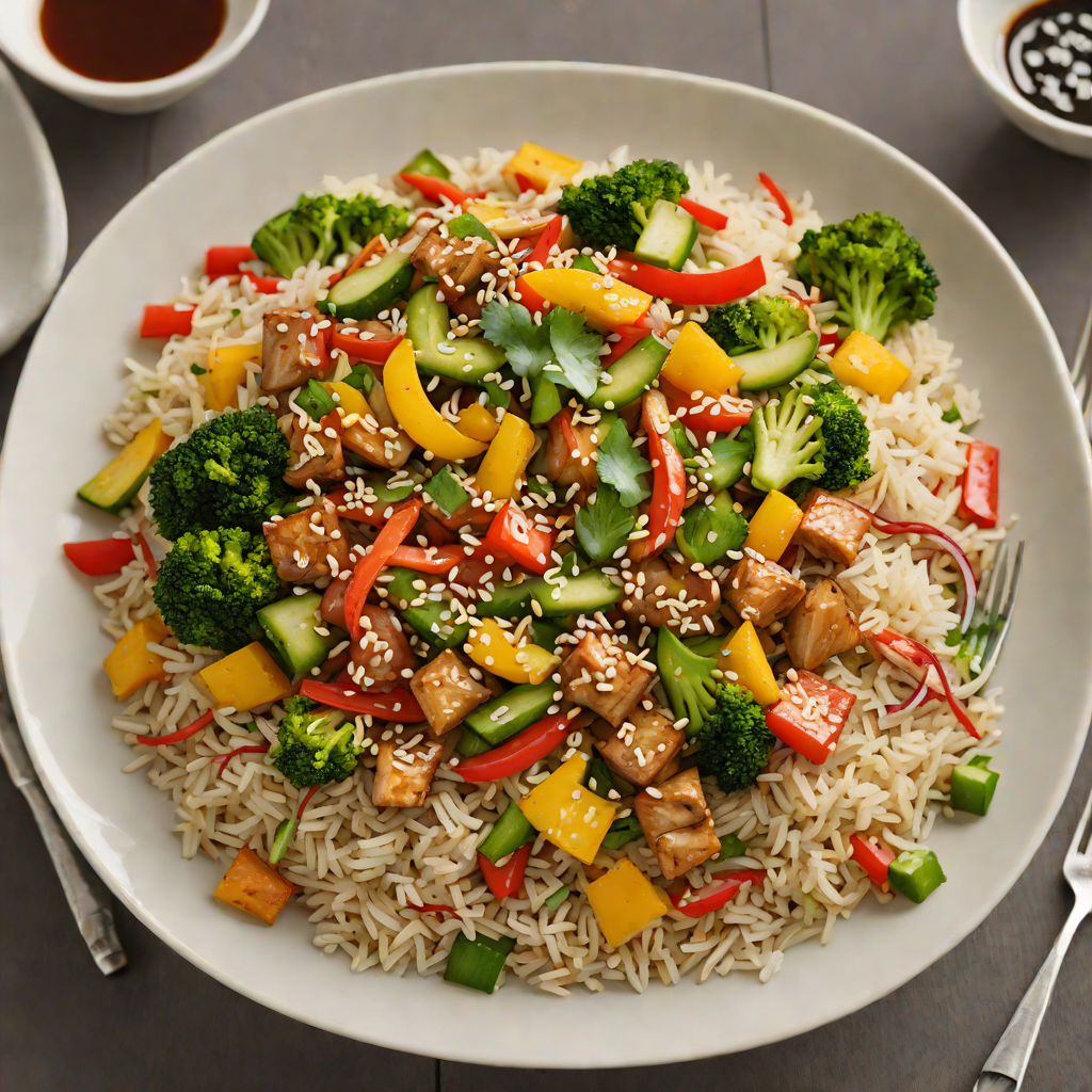 Vegetable Stir-Fry Rice Bowl with Sesame-Ginger Sauce