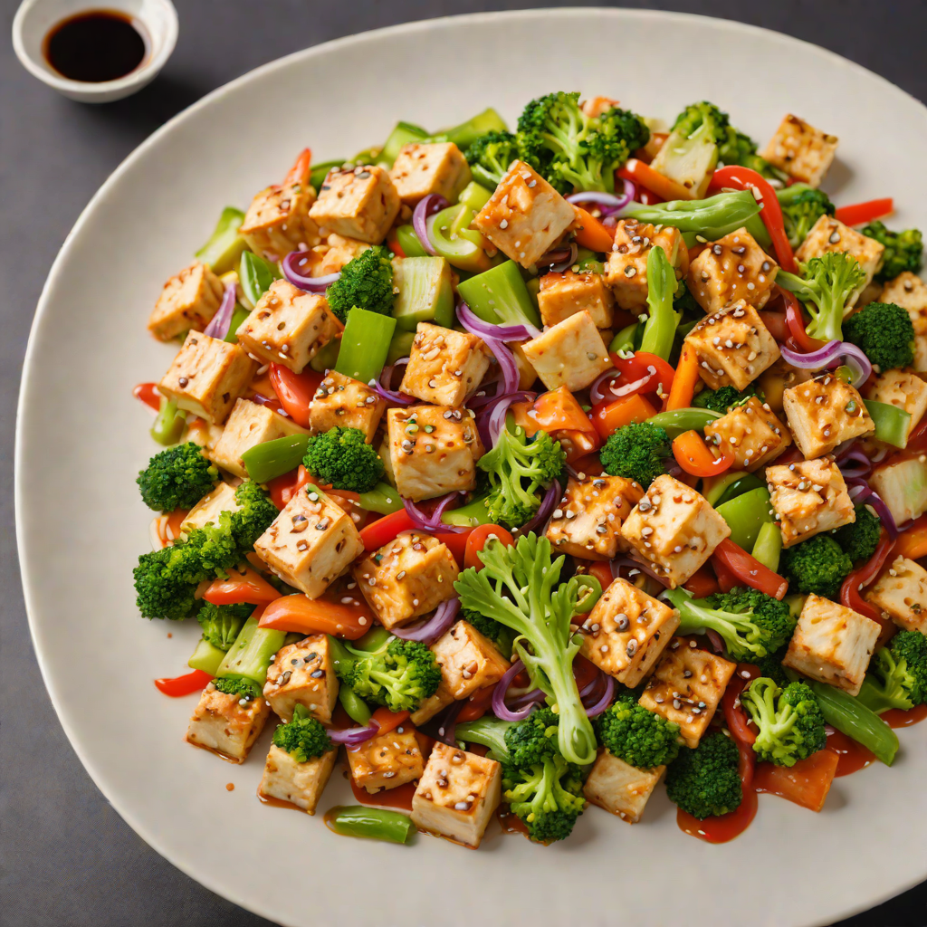 Stir-Fried Tofu and Mixed Vegetables with Ginger Soy Sauce