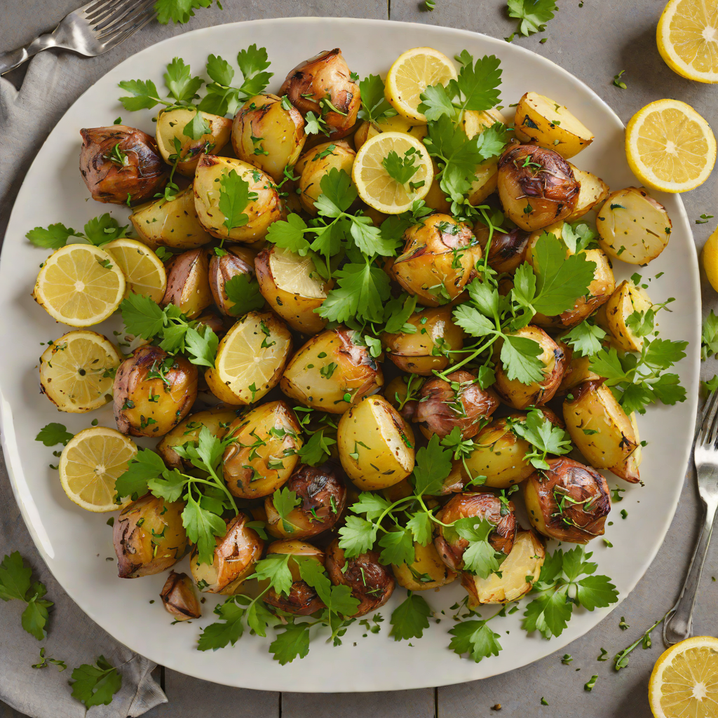 Lemon-Oregano Roasted Potatoes with Garlic and Fresh Parsley