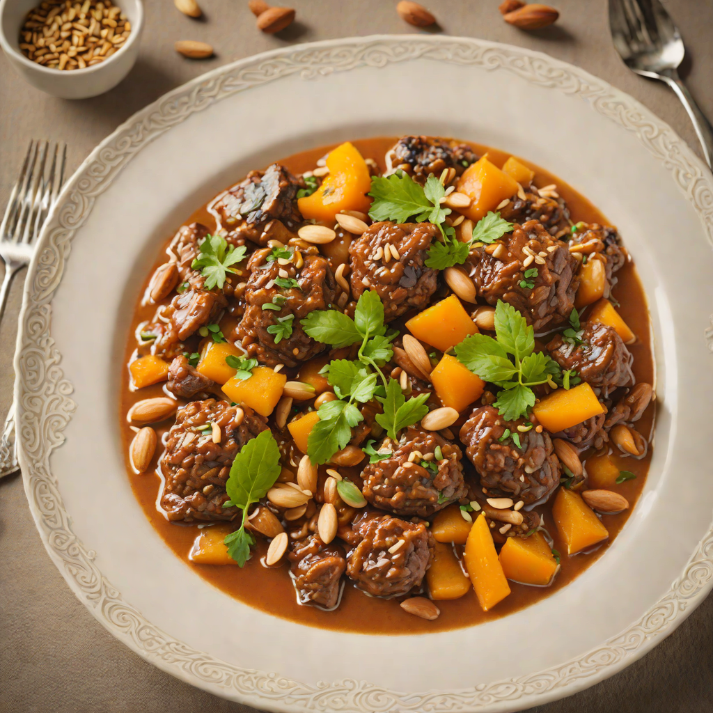 Four-Spice Lamb Tagine with Apricot and Almonds