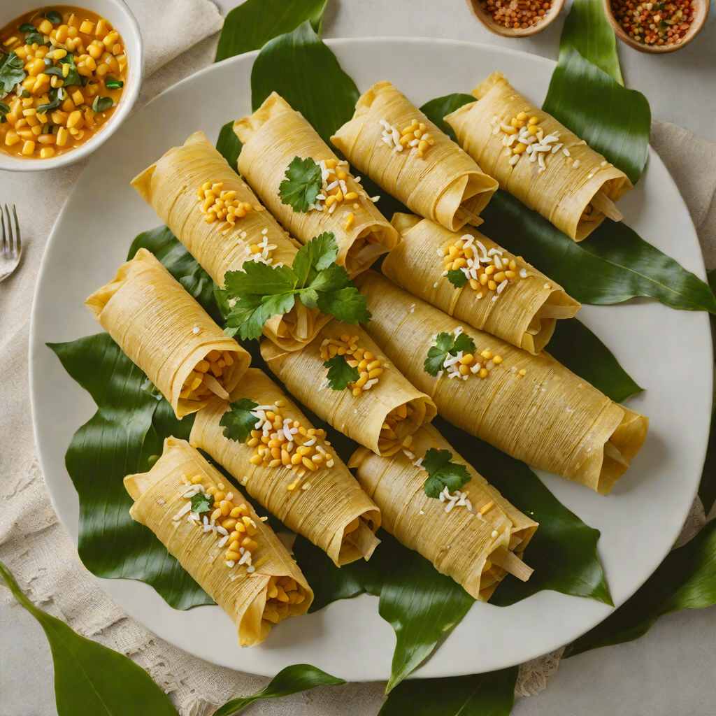 Sweet Corn and Queso Fresco Tamales Wrapped in Banana Leaves