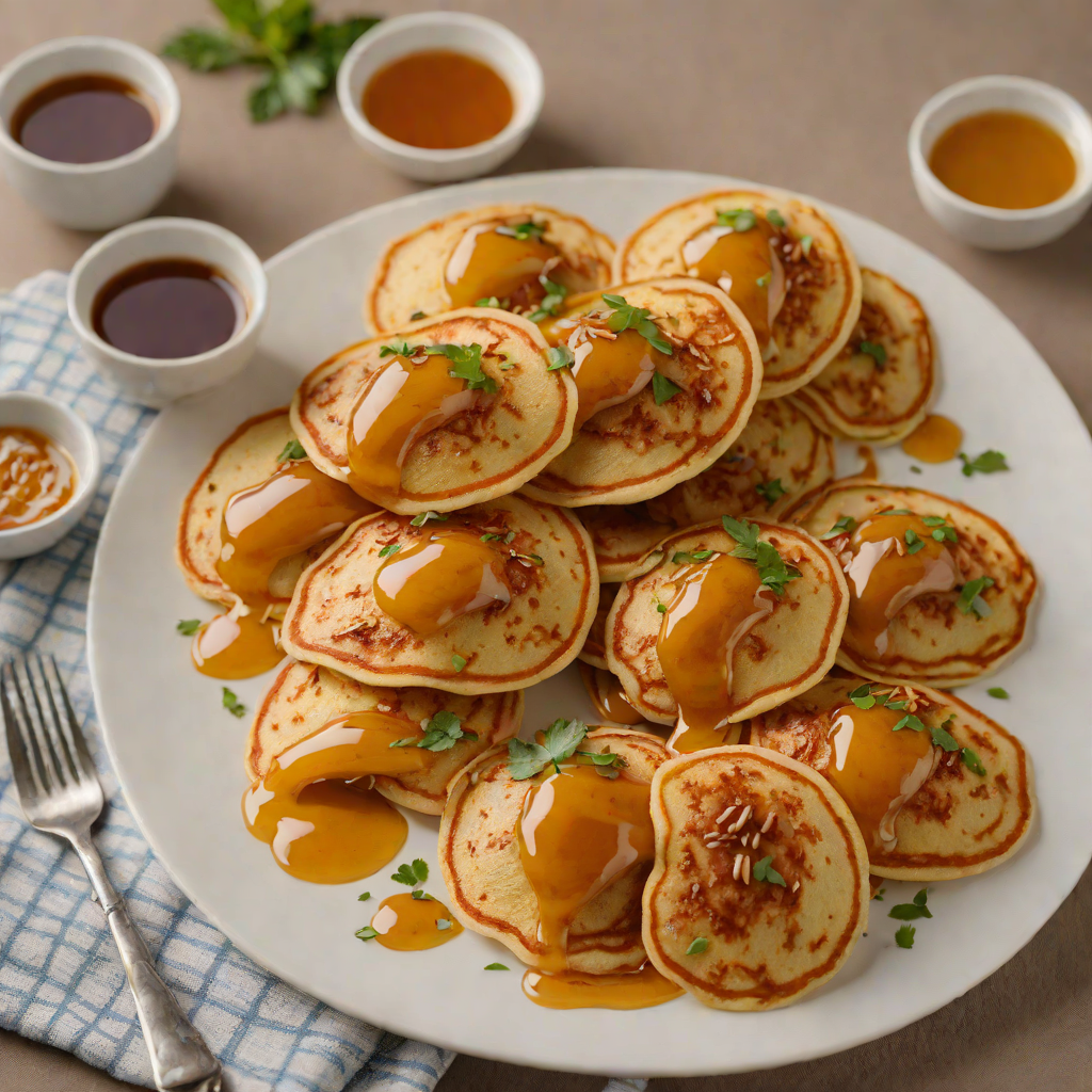 Atayef-Inspired Ethiopian Coffee Pancakes with Spiced Honey Drizzle