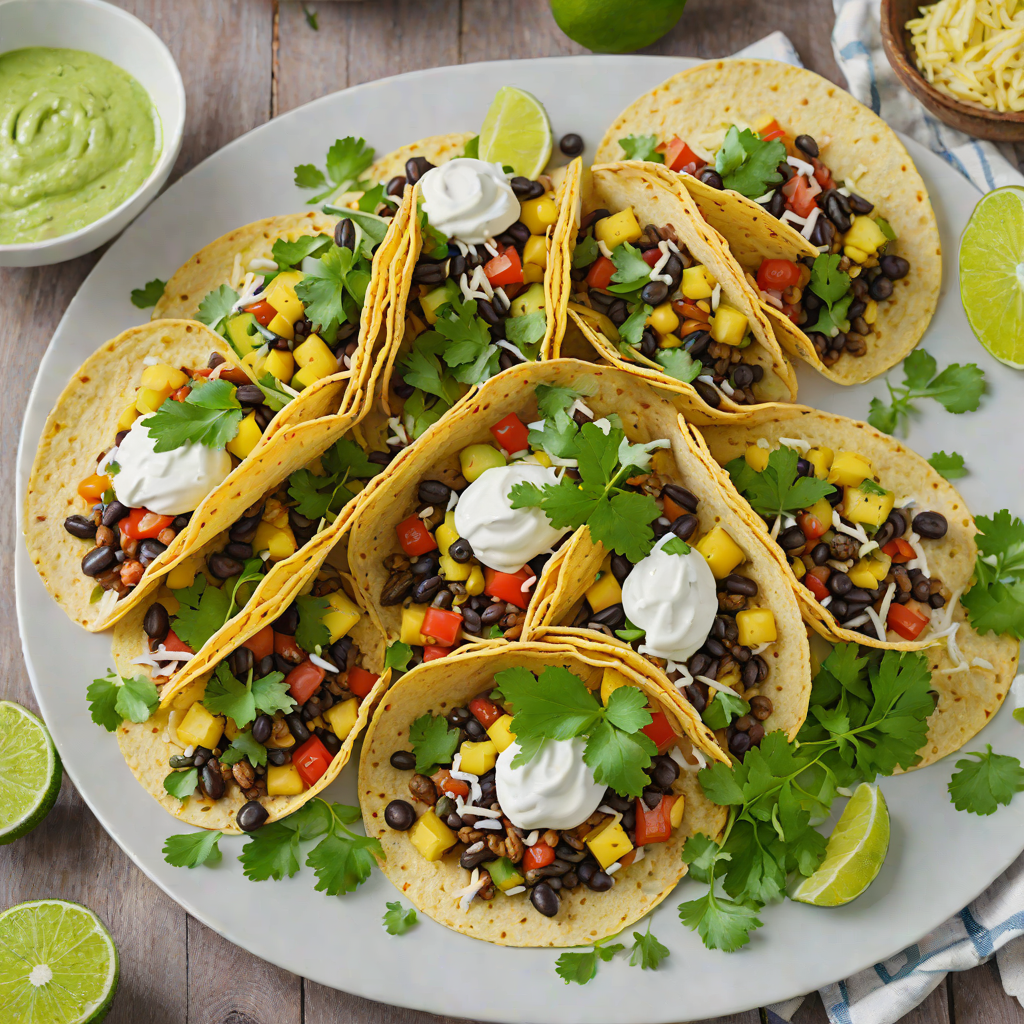 Spicy Pineapple and Black Bean Tacos with Cilantro Lime Crema