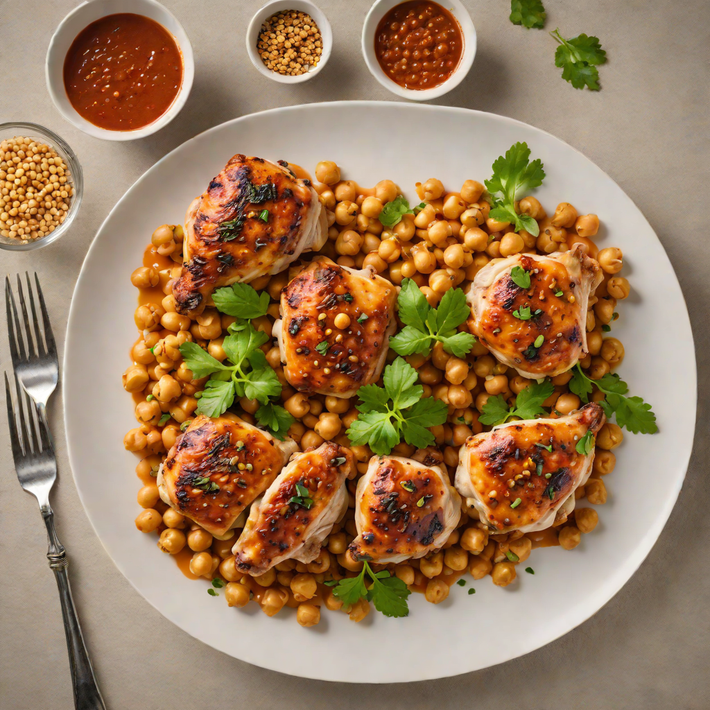 Half-Pan Roasted Chicken Thighs with Harissa and Chickpeas
