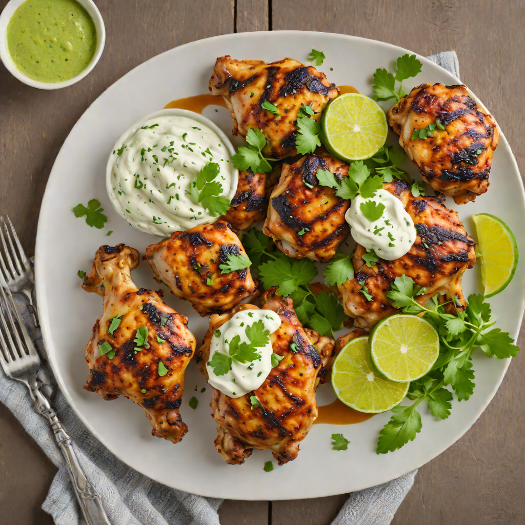 Chili-Lime Grilled Chicken Thighs with Cilantro Yogurt Sauce