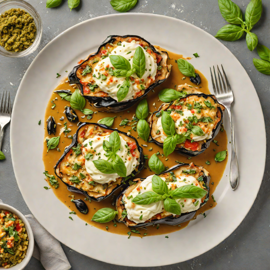 Eggplant and Mozzarella Gratin with Basil Pesto