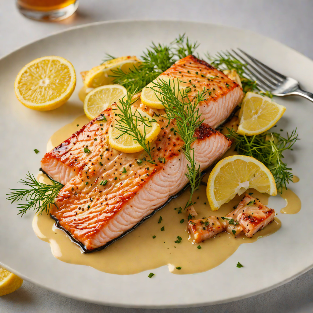 Golden Hour Honey-Glazed Salmon with Lemon Dill Sauce