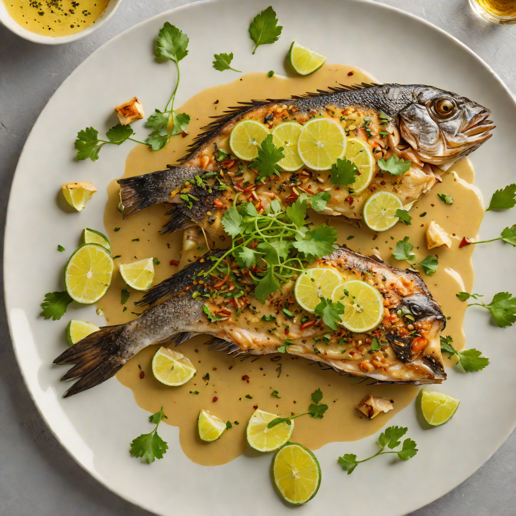 Pan-Fried Piranha with Garlic-Lime Butter Sauce