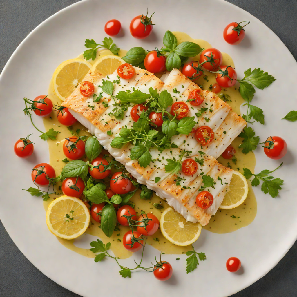 Baked Cod with Lemon-Parsley Pesto and Cherry Tomatoes