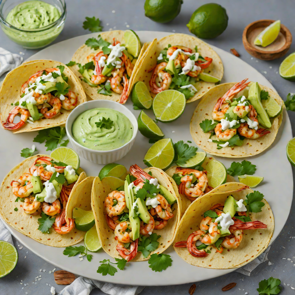 Tequila-Lime Grilled Shrimp Tacos with Avocado Crema