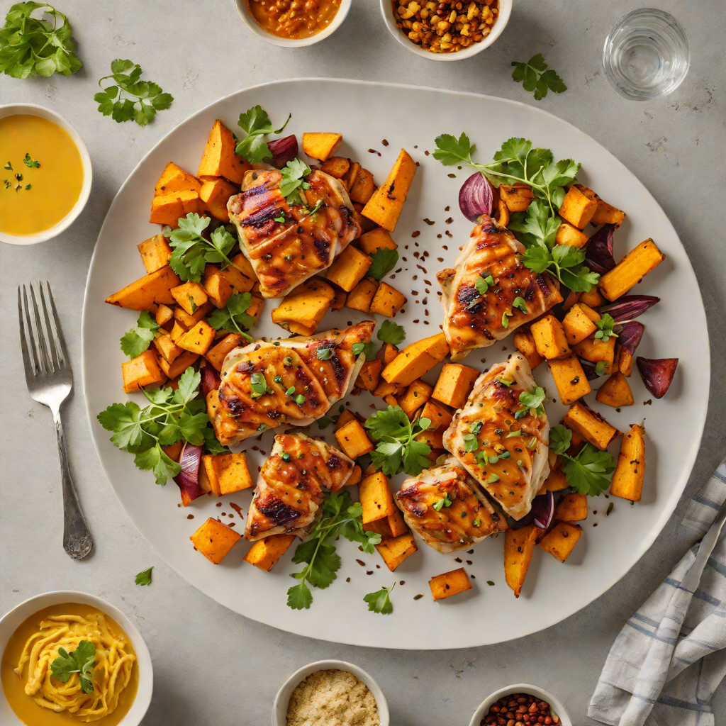 Stovetop Ginger-Turmeric Chicken with Roasted Sweet Potatoes